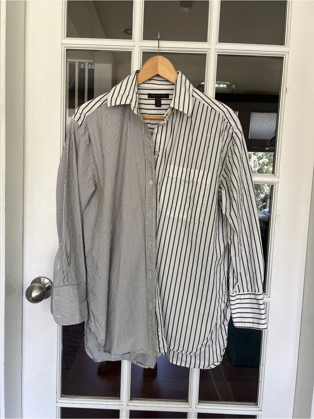 Banana Republic- Oversized, Black and White Striped Button-Up Shirt